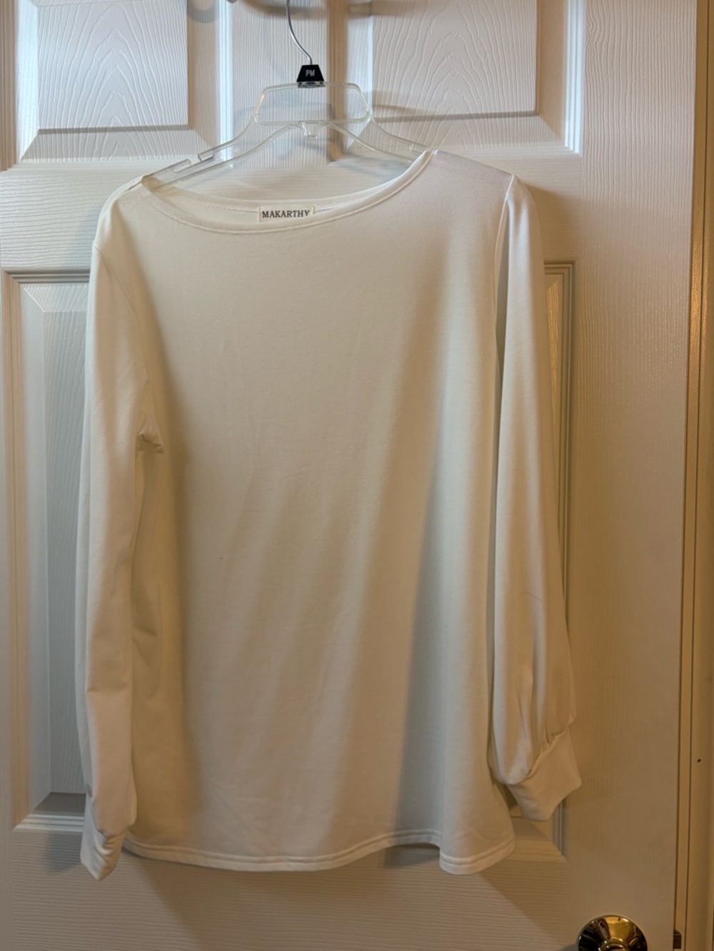 Makarthy White Long-Sleeve Boatneck Blouse